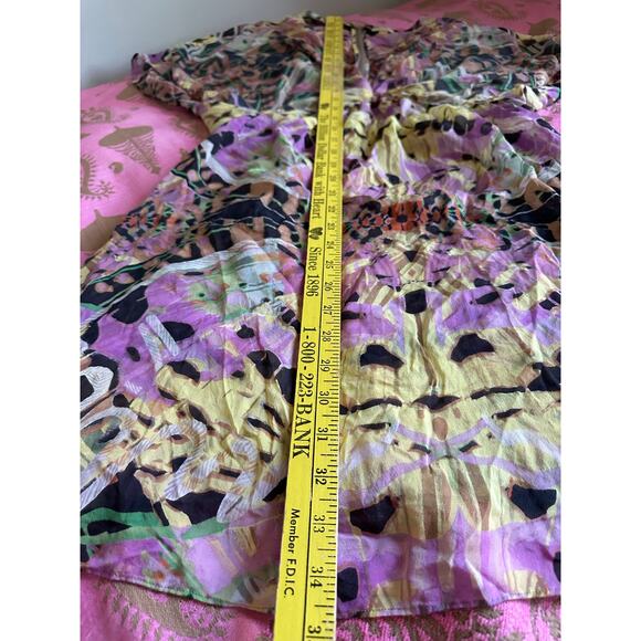 Anthropologie Leifsdottir 100% Silk Mini Dress butterfly bohemian sz 8 tie dye - Picture 6 of 14
